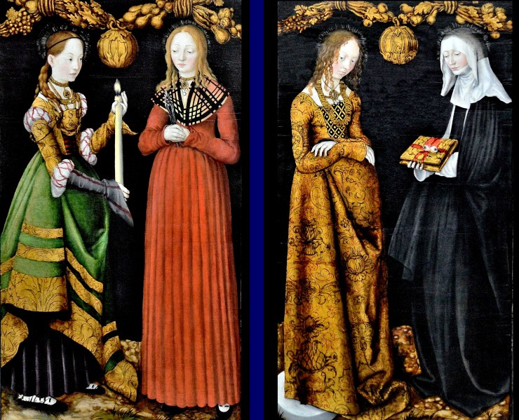 Saints Genevieve and Appollonia and Saints Christina and Ottilia by Lucas Cranach the Elder at the National Gallery