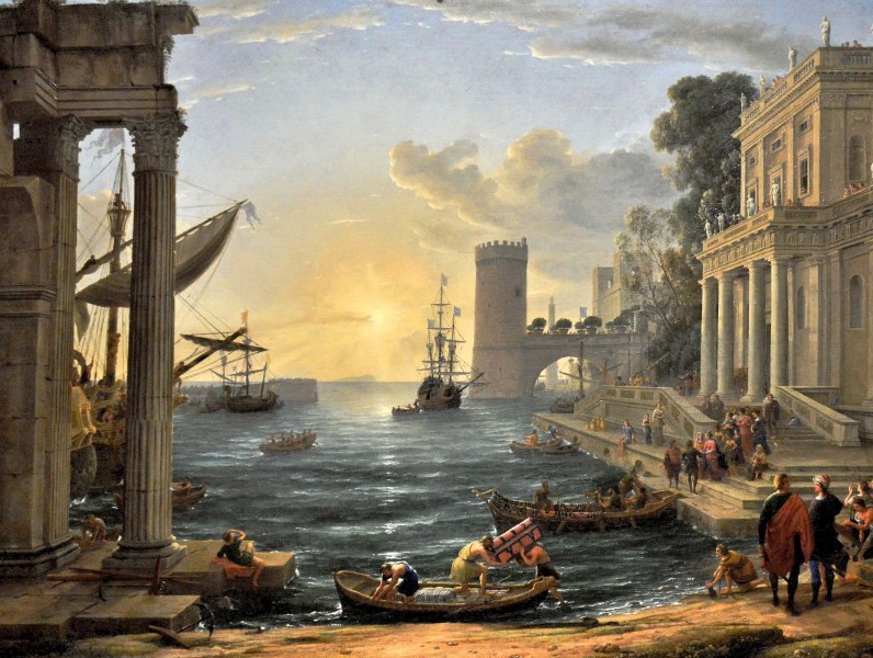 Seaport with the Embarkation of the Queen of Sheba by Claude at the National Gallery