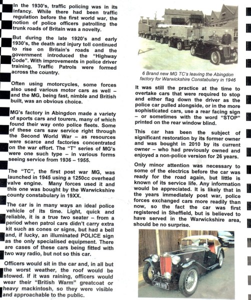 Crystal Palace Motorsport Classic Cars About MG Police Cars