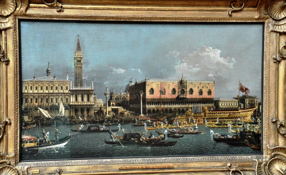 The Bucentaur at Molo on Ascension by Canaletto at the Dulwich Picture Gallery